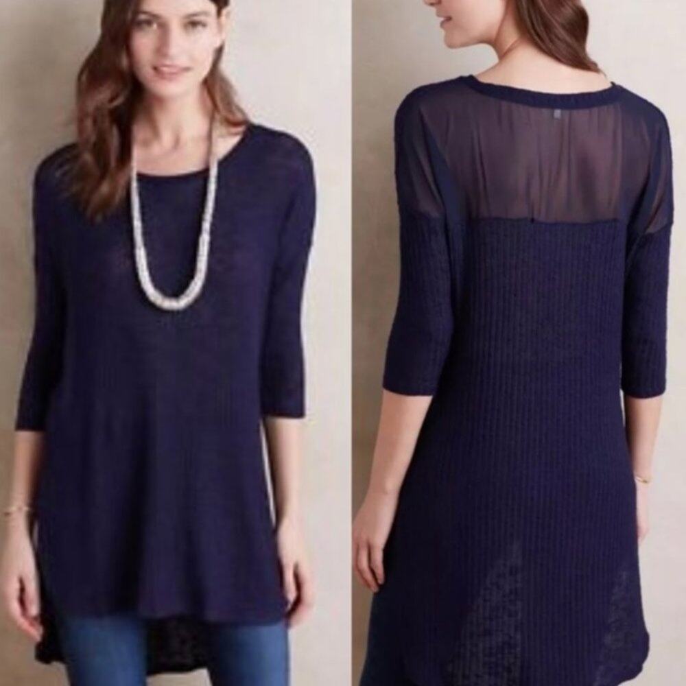 Anthropologie Pure & Good Esplanade Navy Tunic NWT